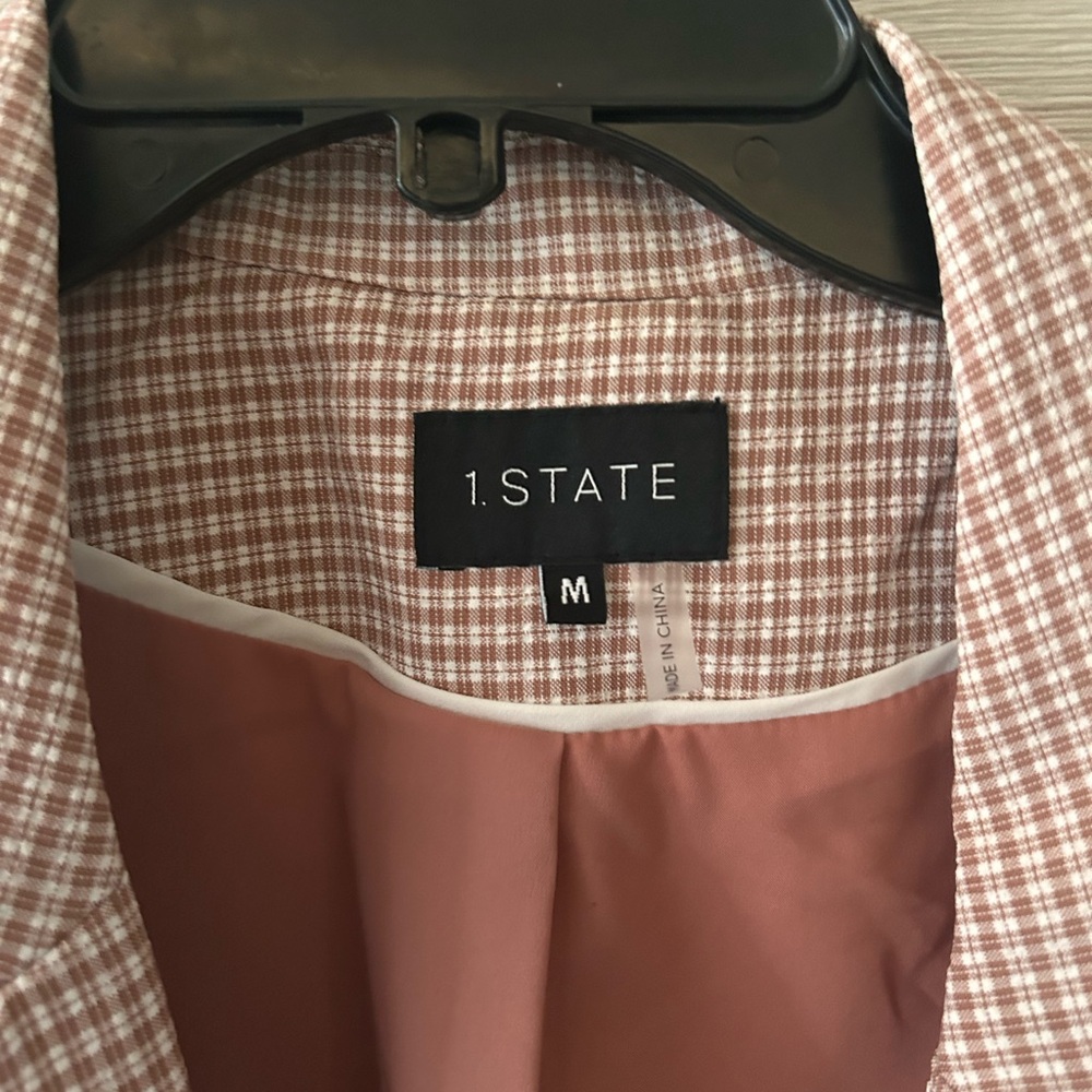 1. State Women's Checkered Blazer in Pink - Picture 2 of 4